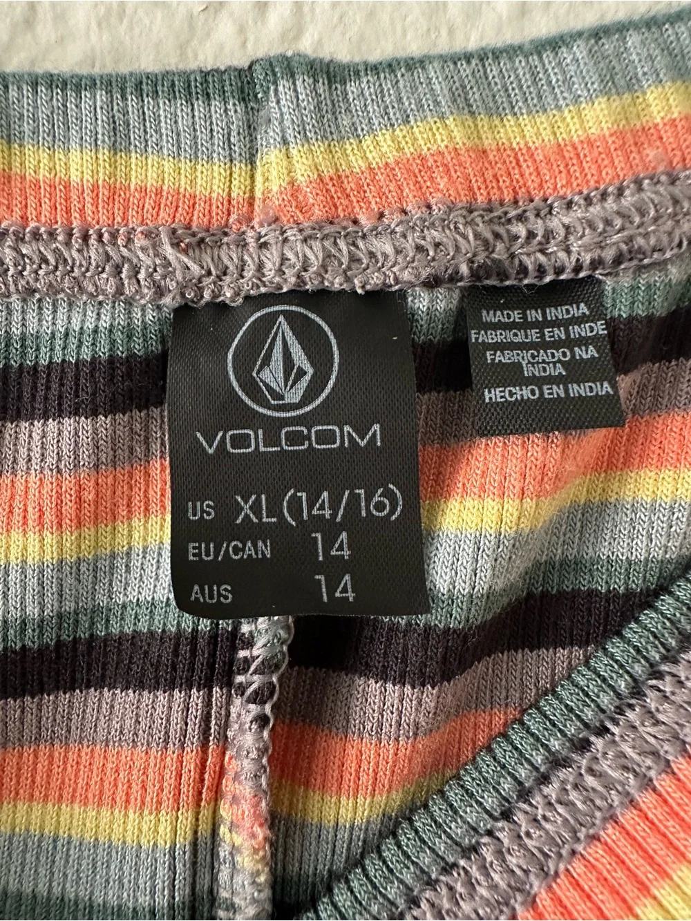 Volcom Girl’s Lil Knit Ringer & Pant Striped Short Sleeve Lived In Lounge Set